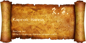 Kapros Hanna névjegykártya